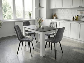 Scaun de masa SPLIT VELVET cu picioare negre, gri deschis