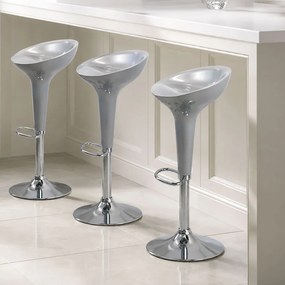 Scaun de bar argintiu ABS 101 - Elegant, Reglabil, Suport pentru Picioare