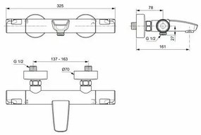 Baterie termostatica pentru cada Ideal Standard Ceratherm T50