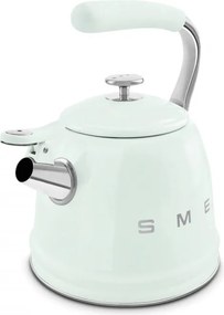 Ceainic cu fluier Smeg CKLW2001PG, 2,3 l, pentru plite cu inducție, mâner care nu se încălzește, oțel, verde pastel