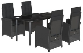 3212324 vidaXL Set mobilier de grădină cu perne, 5 piese, negru, poliratan