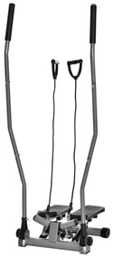 HOMCOM Stepper Fitness cu Maner, Bante Elastice, LCD, Oțel/ABS, Argintiu-Negru | Aosom Romania