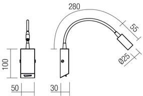 Redo 01-4802 - Lampă flexibilă LED HELLO, 3W, 230V, bronz