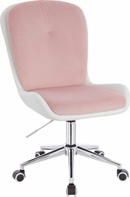 HR690K Scaun Velvet&amp;soft Piele Pu Roz Pudră/Alb Bază Cromata