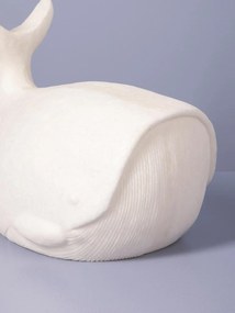 Lampă de masă din rășină și pulbere de piatră albă, formă de balenă, finisaj mat, 23,5×28×20 cm, „Moon Whale"