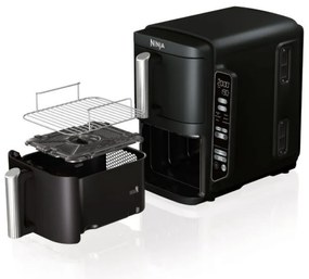 Friteuza dubla cu aer cald Ninja SL300EU, 2470W, 7.6 L, 40-240°C, 2 cosuri, 6 programe, Sincronizare, Timer, Auto stop, Negru