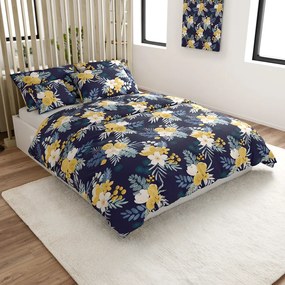 Lenjerie de pat din microfibra FLOWERISH albastru inchis Dimensiune lenjerie de pat: 70 x 90 cm | 140 x 220 cm