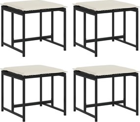 vidaXL Scaune grădină cu perne, 4 buc. negru, poliratan