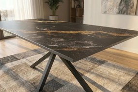 Masa dining cu blat ceramic GALAXIE Aurora Oro 160x90cm