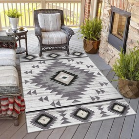 Covor tip traversă gri deschis lavabil 80x200 cm Ethnic Geo – Mila Home