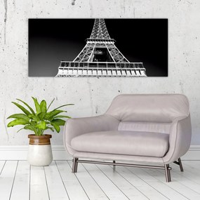 Tablou - Turnul Eiffel, alb-negru (120x50 cm)