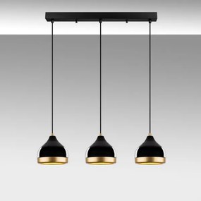 Lustră pe cablu YILDO, 3xE27/40W/230V, negru/auriu