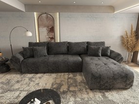 Colțar extensibil dumonde cu ladă de depozitare si sezut confortabil din spuma high-density, Berlin XL Euphoria Negru 350x185 cm II