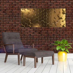 Tablou - Hexagoane verzi (120x50 cm)