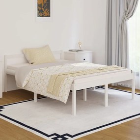 810595 vidaXL Cadru de pat, alb, 140x190 cm, lemn masiv de pin