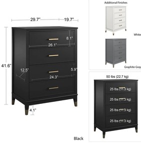 Comodă CosmoLiving by Cosmopolitan Westerleigh, 75 x 106 cm, gri