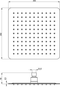 Cascada Cap de duș, oțel - 250x250 mm Finisaj: Auriu / Gold NAC_Z02K
