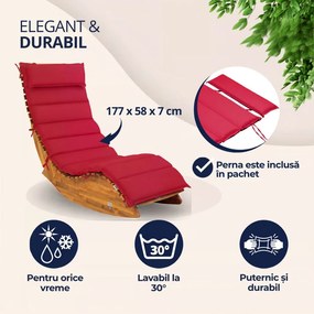 Saltea pentru șezlong pentru saună BALI, 58x7x177cm, roșu Detex