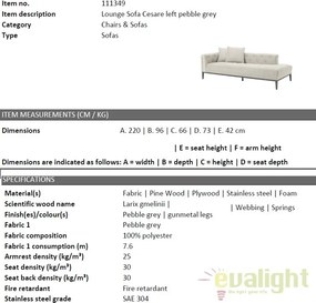 Pat de zi elegant design LUX Cesare left, pebble grey 111349 HZ