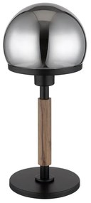 Veioza/Lampa de masa design modern HAKU negru/lemn/fumuriu