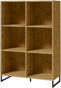 Biblioteca 90x130x40 cm, Aria, ADRK Furniture (Culoare: Natural / Negru)
