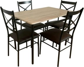 Set masa cu 4 scaune NAREN, stejar sonoma/negru