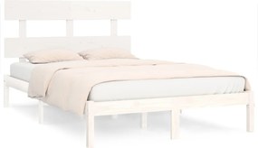 vidaXL Cadru de pat, alb, 200x200 cm, lemn masiv