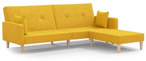 3080519 vidaXL Canapea extensibilă 2 locuri, cu taburet, galben, textil