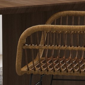 HOMCOM Set 2 Scaune în stil Boho, Scaune de bucătărie, Ratan PE, 56 x 60 x 79 cm, Natur + Negru | Aosom Romania