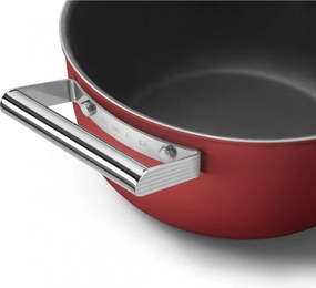 Oala cu capac SMEG CKFC2411RDM, 4,8 l, Ø24 cm, Acoperire cu teflon, Pana la 250°C, Inductie, Rosu
