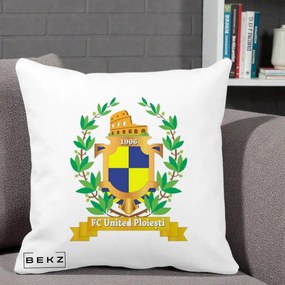 Perna Personalizata FC United Ploiesti 1906 Fotbal, 40x40 cm, Alba Mata, Husa Detasabila, Perna Inclusa, BEKZ®