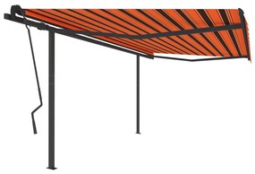 Copertina retractabila manual, stalpi portocaliu maro 4,5x3,5m