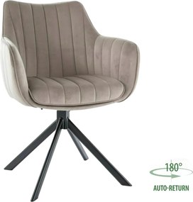Scaun living rotativ AZALIA, bej inchis/negru, stofa catifelata/metal,