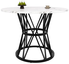 Masă rotundă pentru 4 persoane, Alb+Negru | Aosom Romania