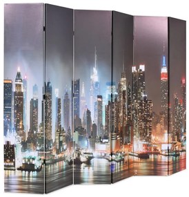 245864 vidaXL Paravan cameră pliabil 228 x 170 cm, New York pe timp de noapte