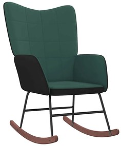 327877 vidaXL Scaun balansoar, verde închis, catifea și PVC