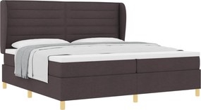 vidaXL Pat cu arcuri cu saltea Maro închis 200 x 200 cm țesătură