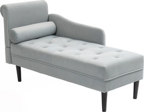 HOMCOM Canapea Chaise Longue cu tapițerie cu efect de catifea, gri | Aosom Romania