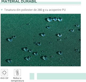 Copertină Retractabilă Manuală Outsunny pentru Verandă, 3x2 m, Verde | Aosom Romania