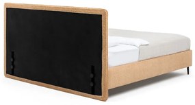 Pat dublu tapițat cu saltea și grilaj 180x200 cm în culoarea muștar Noira Slim - Bonami Selection