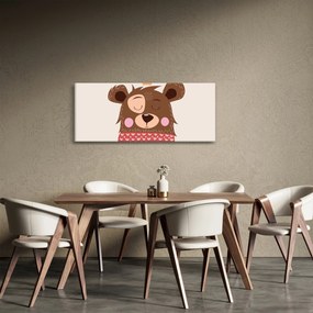 Tablou - Teddy ursuleț cu eșarfă roșie (120x50 cm)