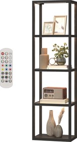 HOMCOM Lampă de podea RGB cu rafturi din sticlă, lampă LED cu 4 niveluri cu telecomandă, sincronizare muzicală, negru | Aosom Romania