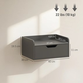 HOMCOM Set de 2 noptiere suspendate tables de nuit suspendues sertar blat aspect lemn dim. 40L x 30l x 19,5H cm | Aosom Romania