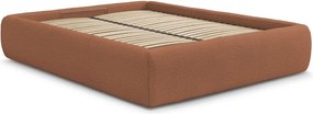 Pat matrimonial portocaliu tapițat cu spațiu de depozitare/fără tăblie cu somieră 160x200 cm Inera – Bobochic Paris