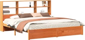 vidaXL Cadru de pat cu tablie de depozitare Maro Ceară 180 x 200 cm