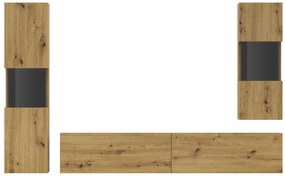 Mobilier living Avernic Typ 10 (negru + Stejar artisan). 1042057