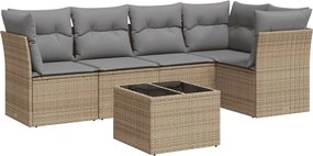 vidaXL Set canapele de grădină cu perne, 6 piese, bej, poliratan