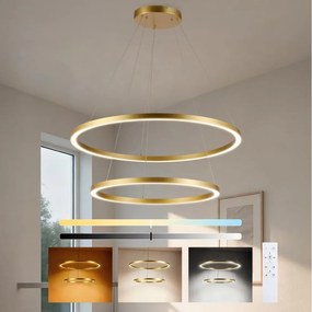 Brilagi - LED dimabil lustra pe cablu PORTOFINO LED/98W/230V Ø 80 cm auriu + telecomandă