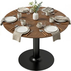 HOMCOM Masă rotundă pentru 6 persoane, masă de bucătărie cu blat generos și bază din oțel, Ø 110 x 78 cm, maro | Aosom Romania