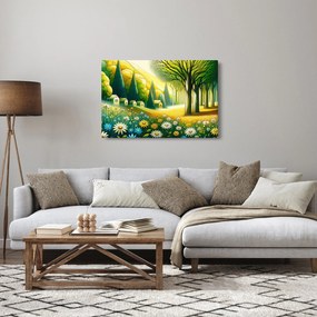 Tablou - Sat în galben-verde (90x60 cm)